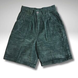 Vintage Maggie Lawrence Forest Green Corduroy High Rise Bermuda Shorts